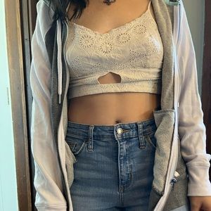 Calvin Klein White Logo Zipper Sweater